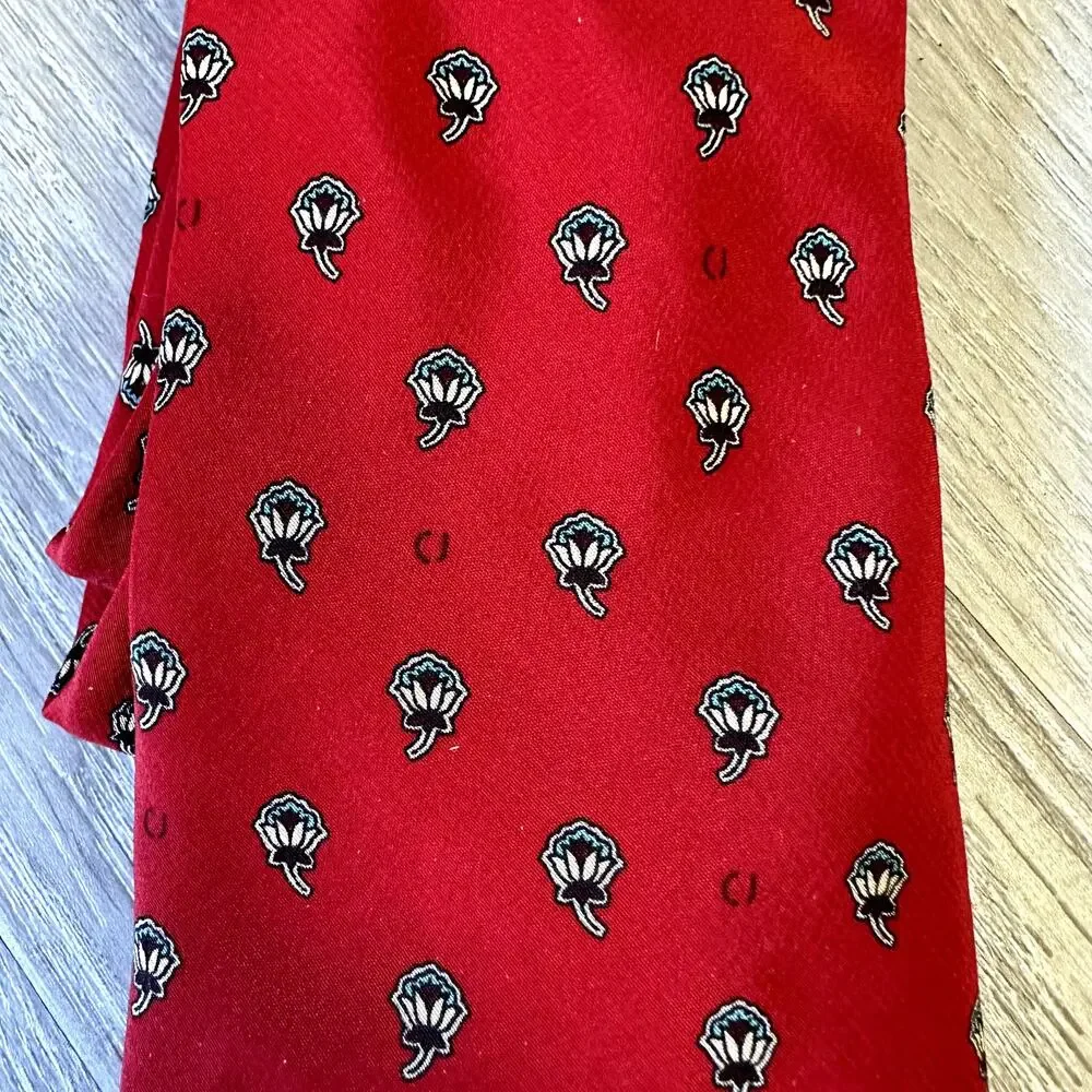 Vintage Charles Jourdan Paris Tie Red Floral Logo